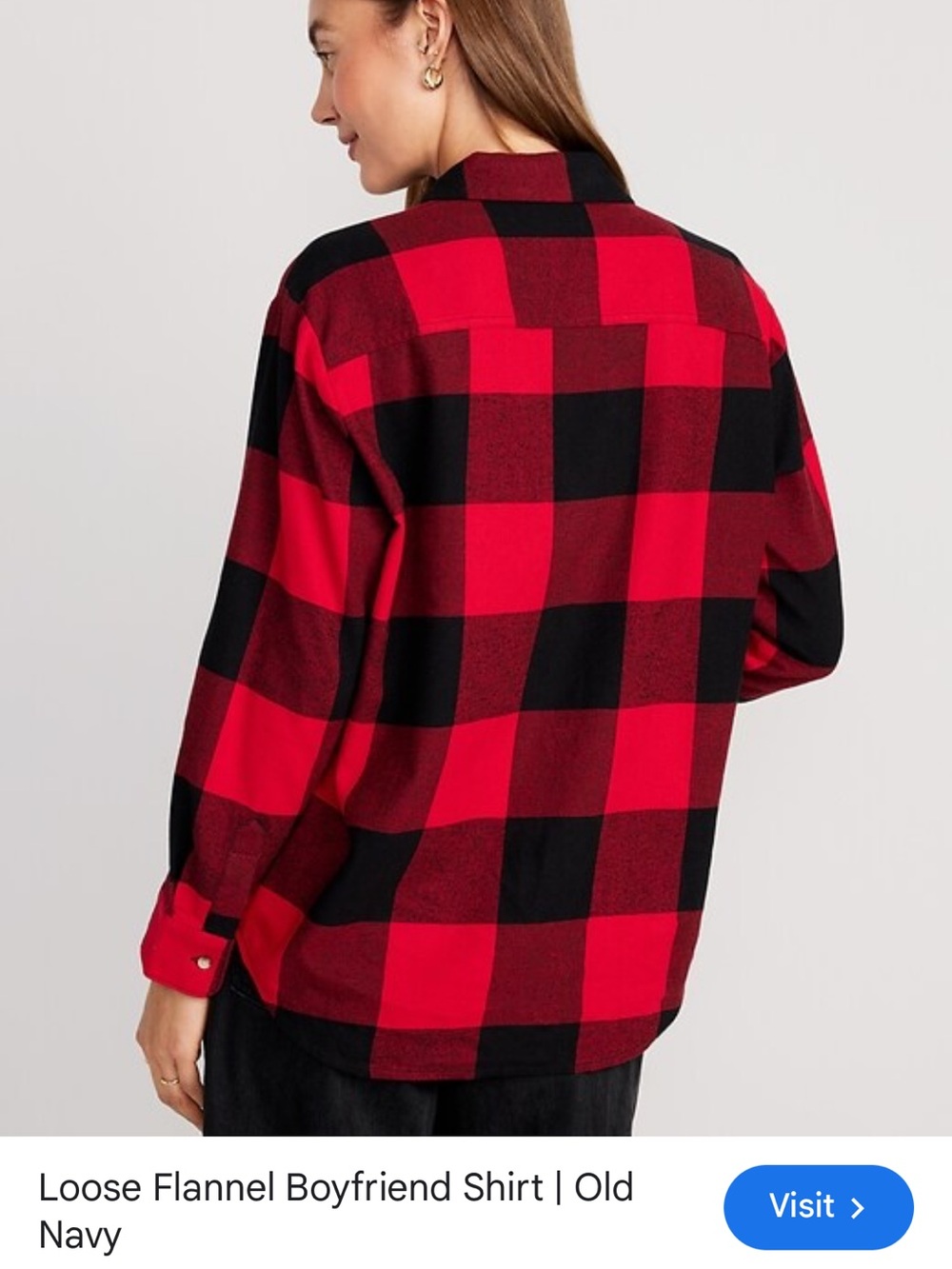 Old Navy Red and Black loose flannel boyfriend shirt